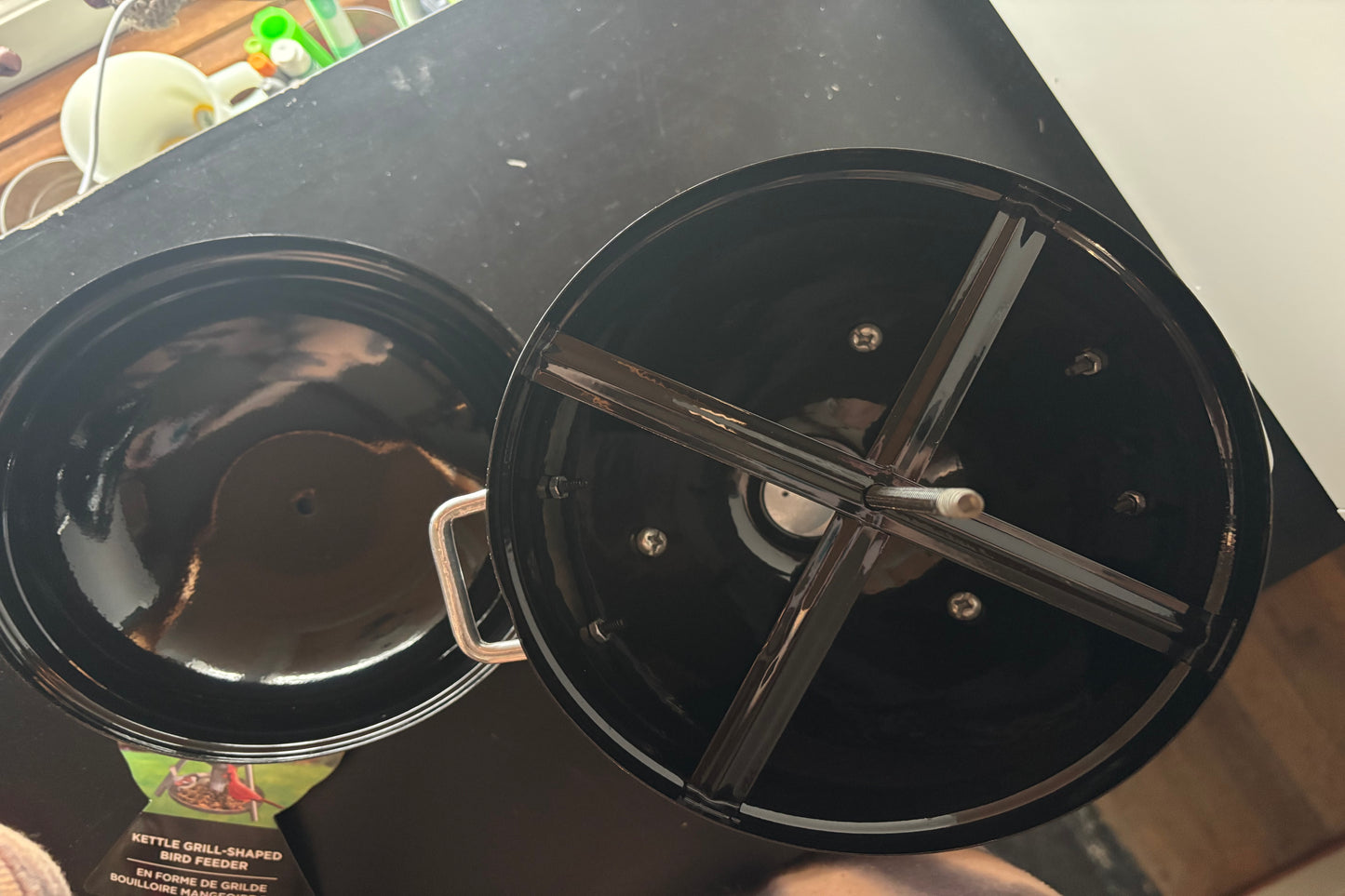 HTF NWT BLACK KETTLE GRILL SHAPED BIRD FEEDER