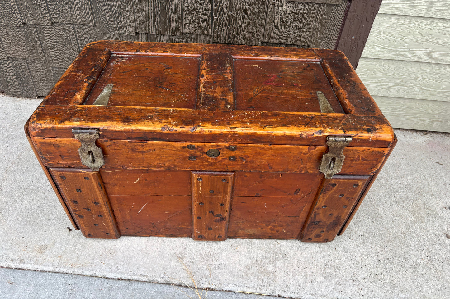 GORGEOUS 1800'S WOODEN TRUNK!