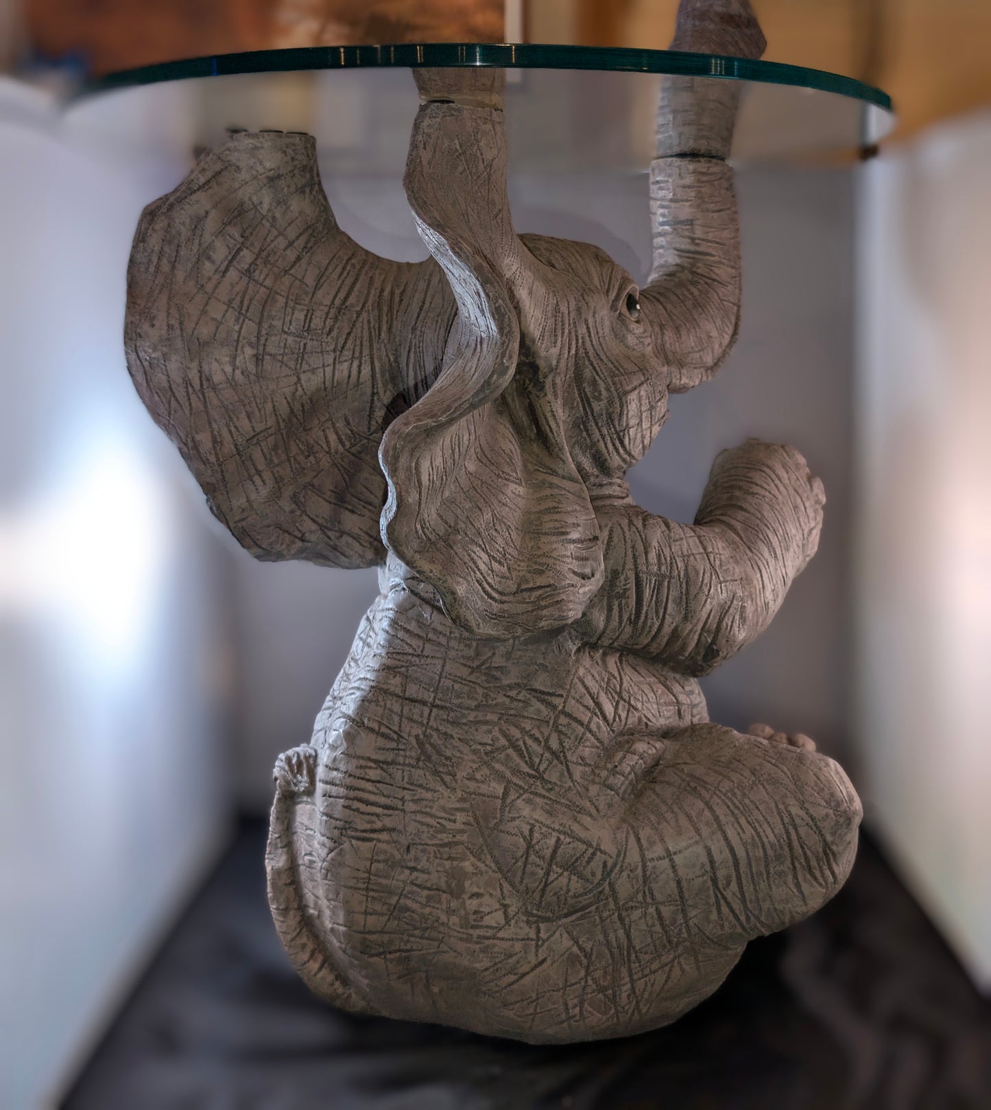 SMALL GLASS TOP ELEPHANT TABLE