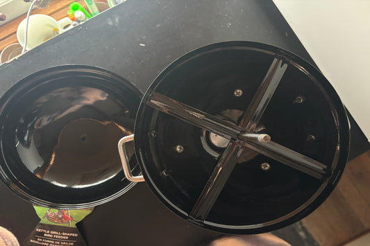 HTF NWT BLACK KETTLE GRILL SHAPED BIRD FEEDER