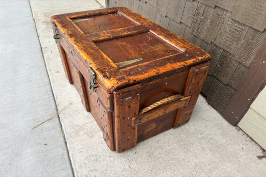 GORGEOUS 1800'S WOODEN TRUNK!