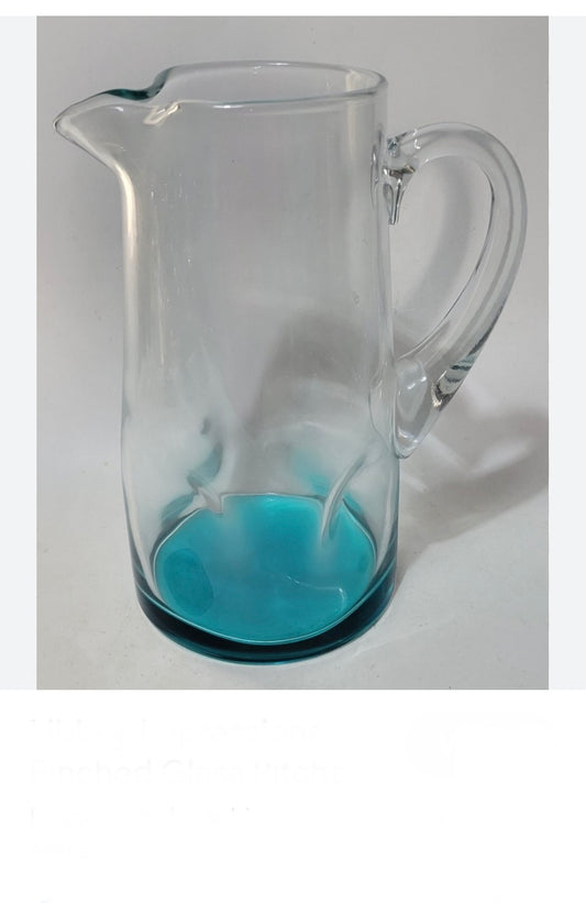 HTF LIBBEY IMPRESSIONS PINCHED GLASS PITCHER