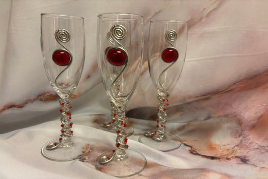 4PC PIER 1 "BOHO SWIRL" CHAMPAGNE FLUTES