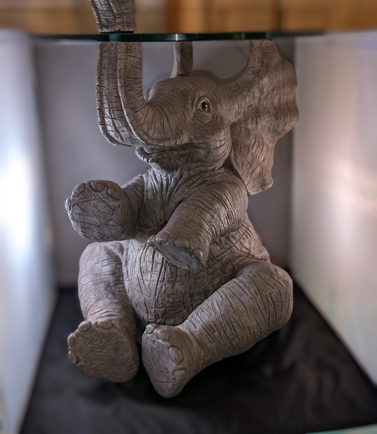 SMALL GLASS TOP ELEPHANT TABLE