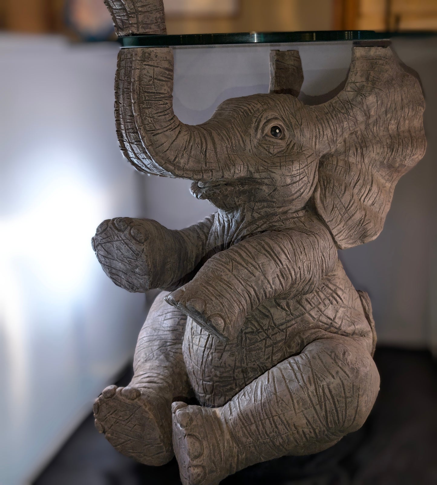 SMALL GLASS TOP ELEPHANT TABLE