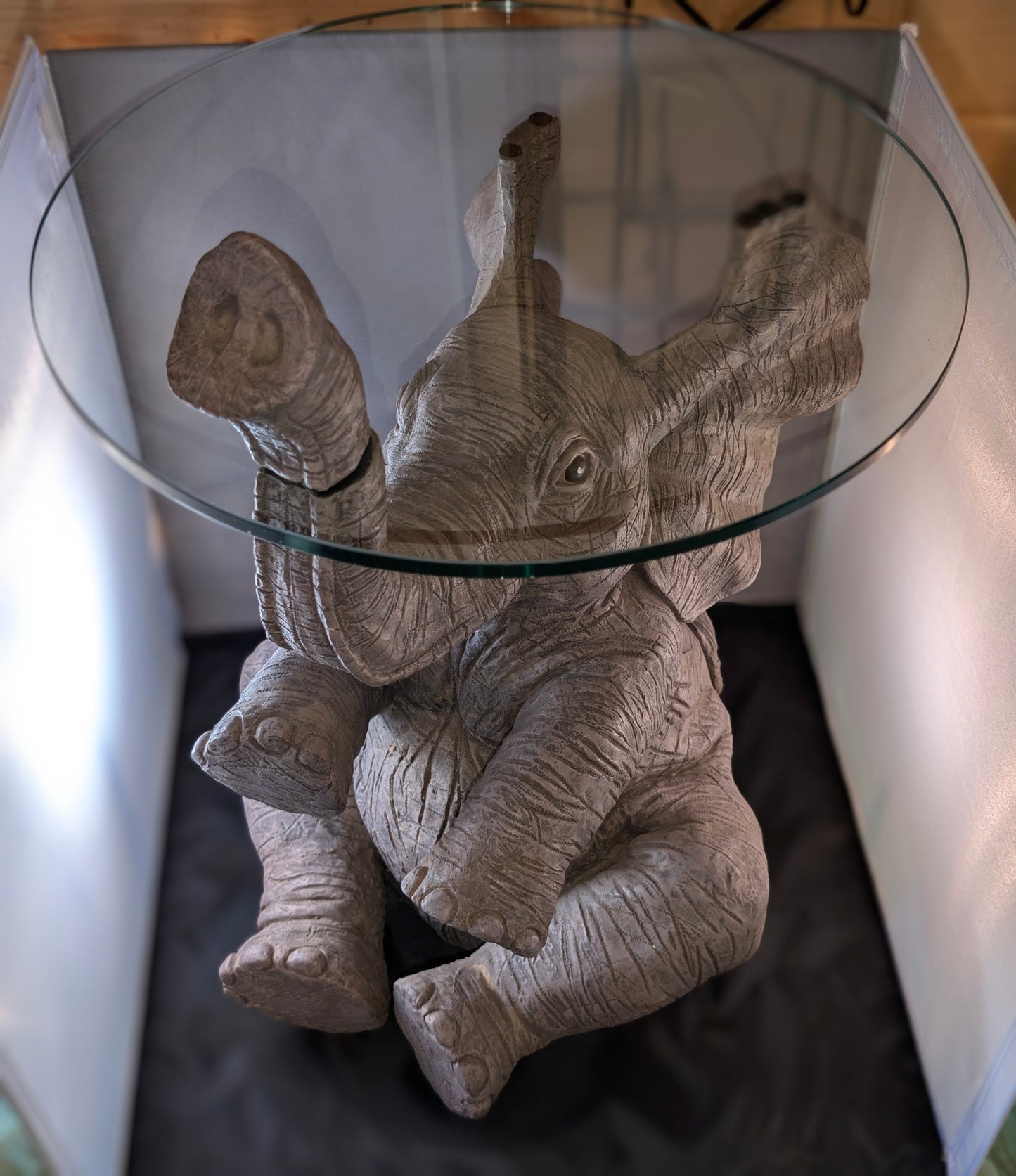 SMALL GLASS TOP ELEPHANT TABLE