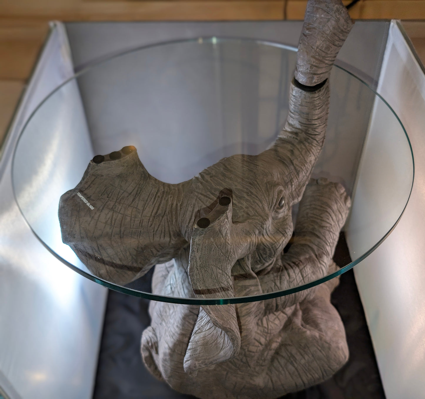 SMALL GLASS TOP ELEPHANT TABLE