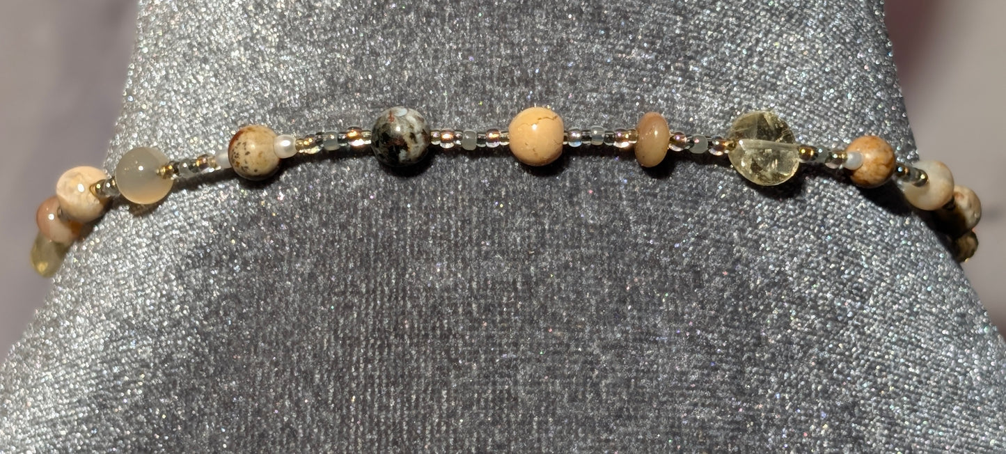 MOP & SEMI-PRECIOUS STONE NECKLACE