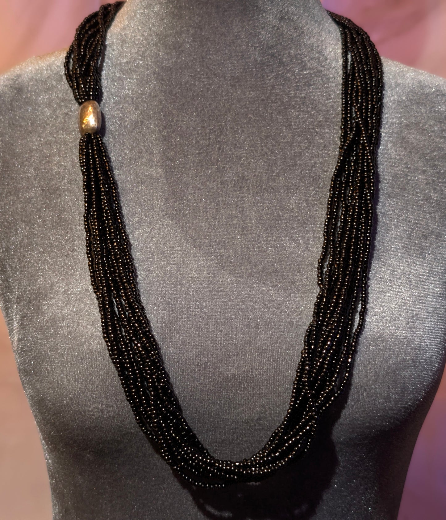 MULTI STRAND BLACK SEED BEAD NECKLACE