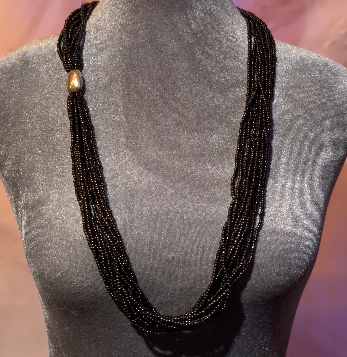 MULTI STRAND BLACK SEED BEAD NECKLACE