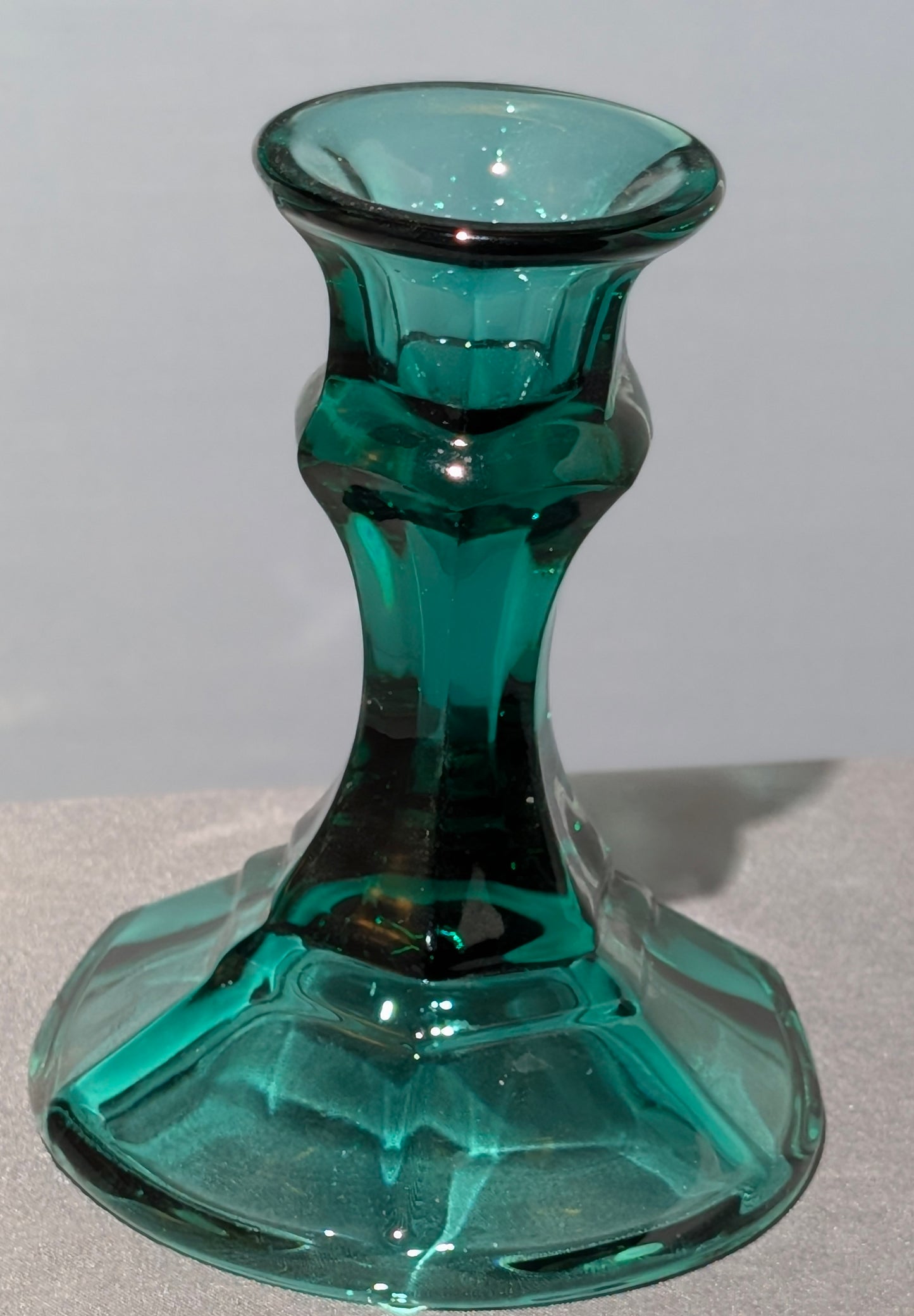 VTG FENTON AQUAMARINE CANDLE HOLDER