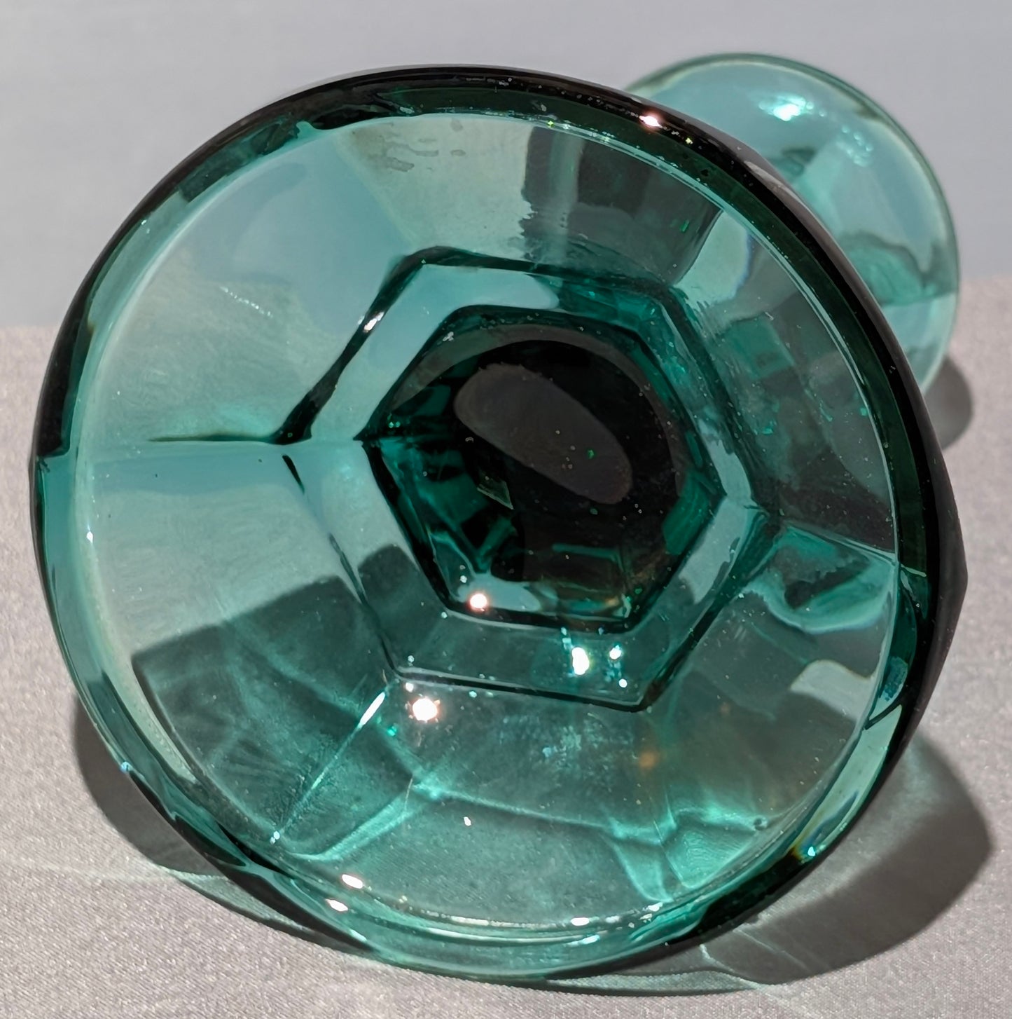 VTG FENTON AQUAMARINE CANDLE HOLDER