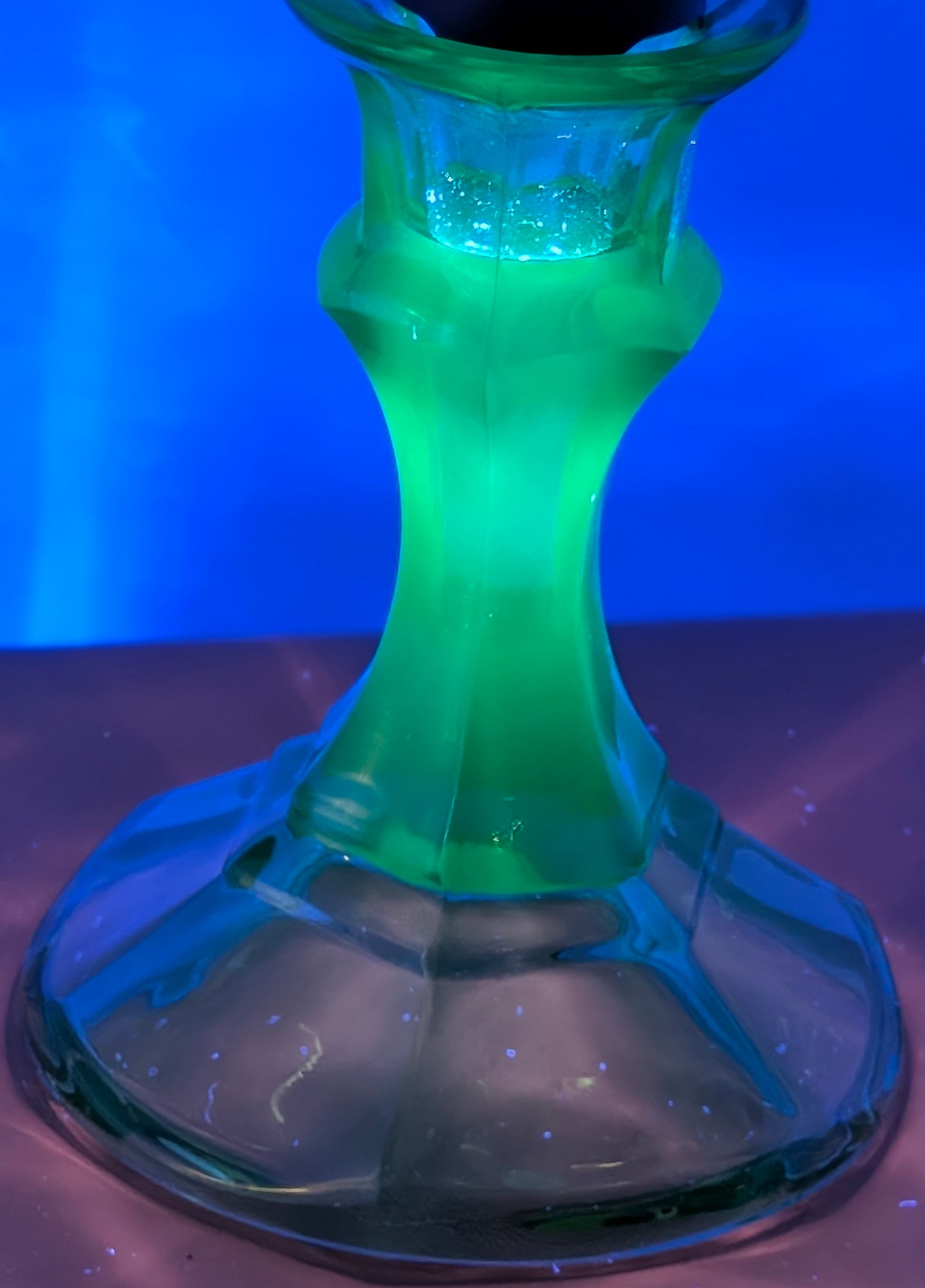 VTG FENTON AQUAMARINE CANDLE HOLDER