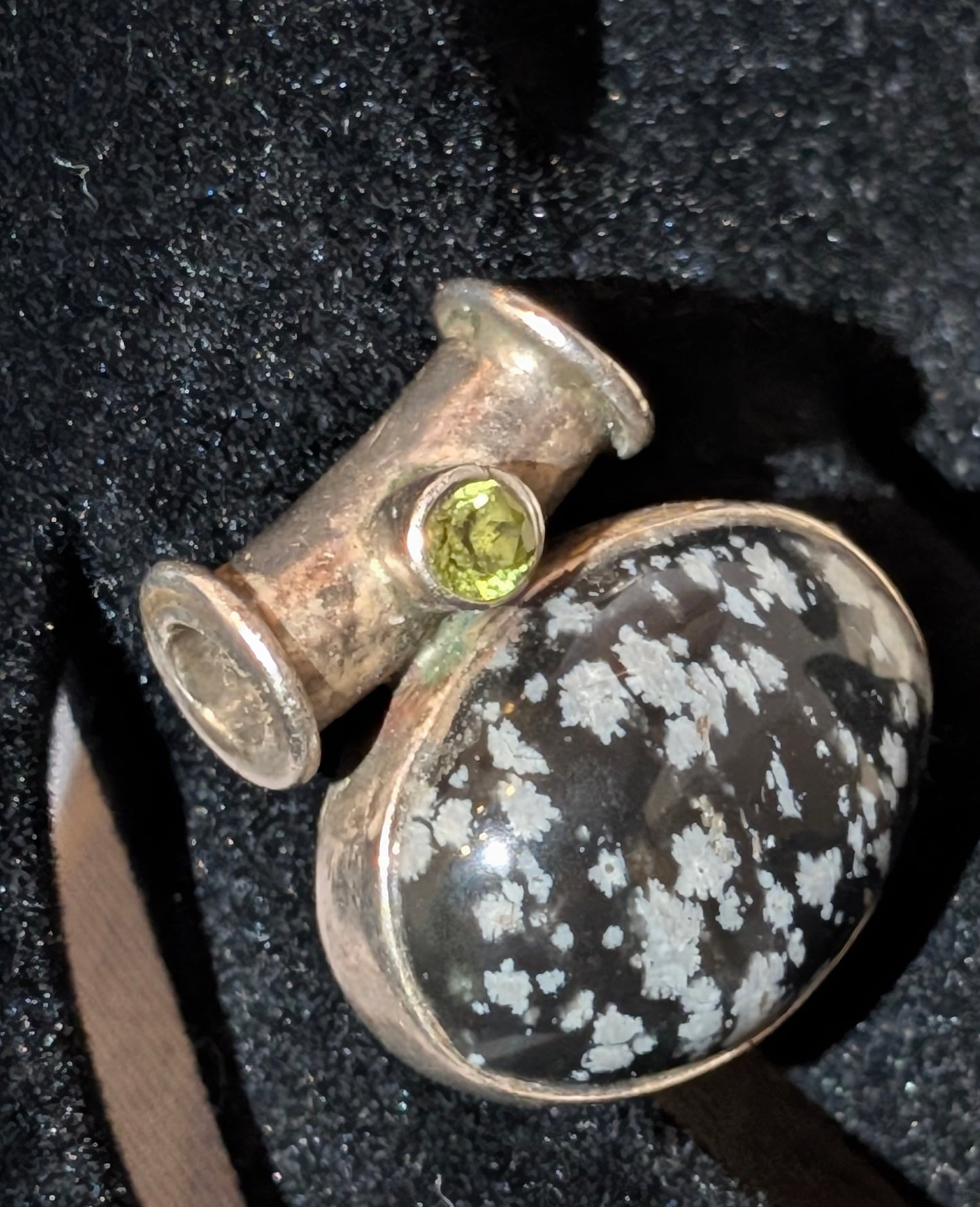 925 SNOWFLAKE OBSIDIAN & PERIDOT