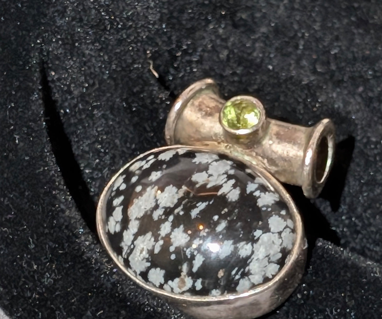 925 SNOWFLAKE OBSIDIAN & PERIDOT