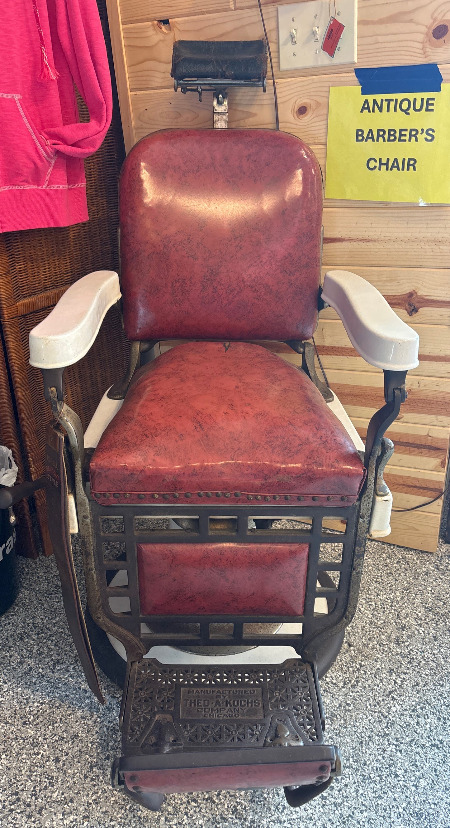 THEO A KOCHS CO CAST IRON WWI BARBERS CHAIR