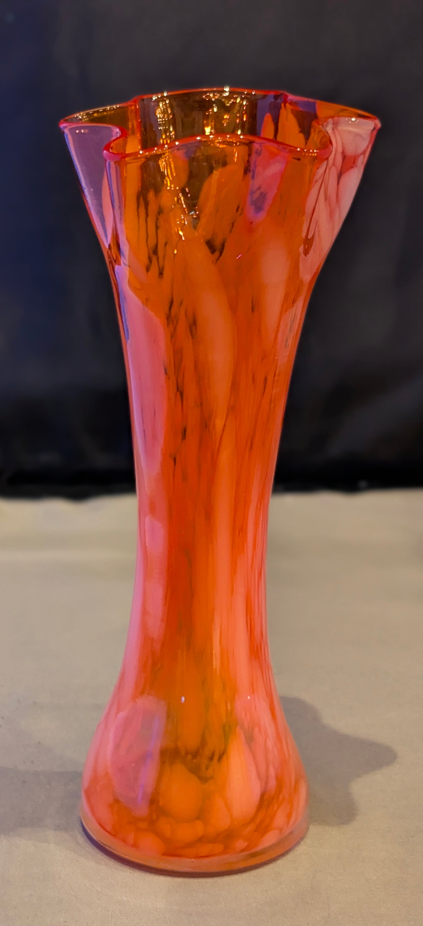 VTG 7" LEFTON JAPAN ART GLASS SPATTER VASE