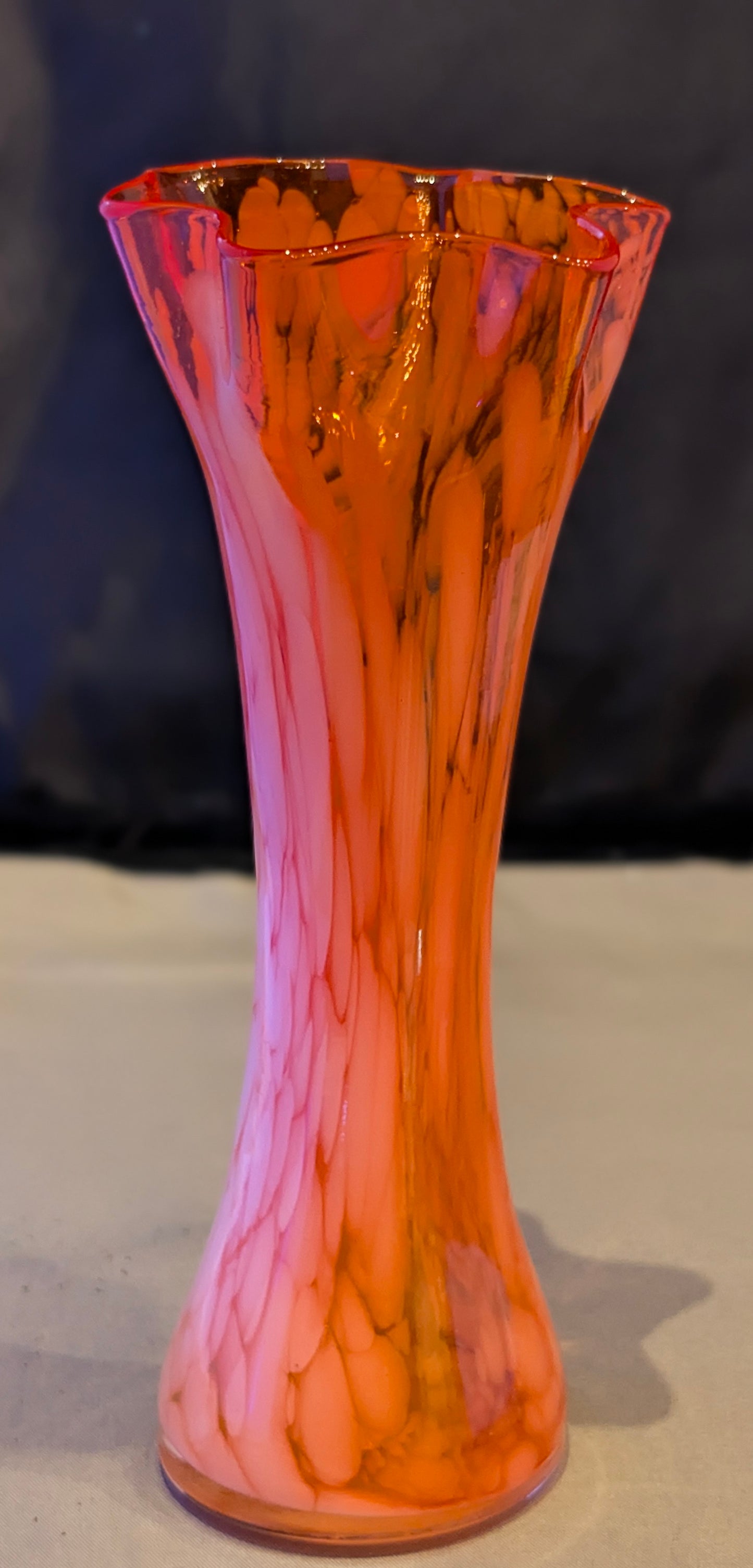 VTG 7" LEFTON JAPAN ART GLASS SPATTER VASE