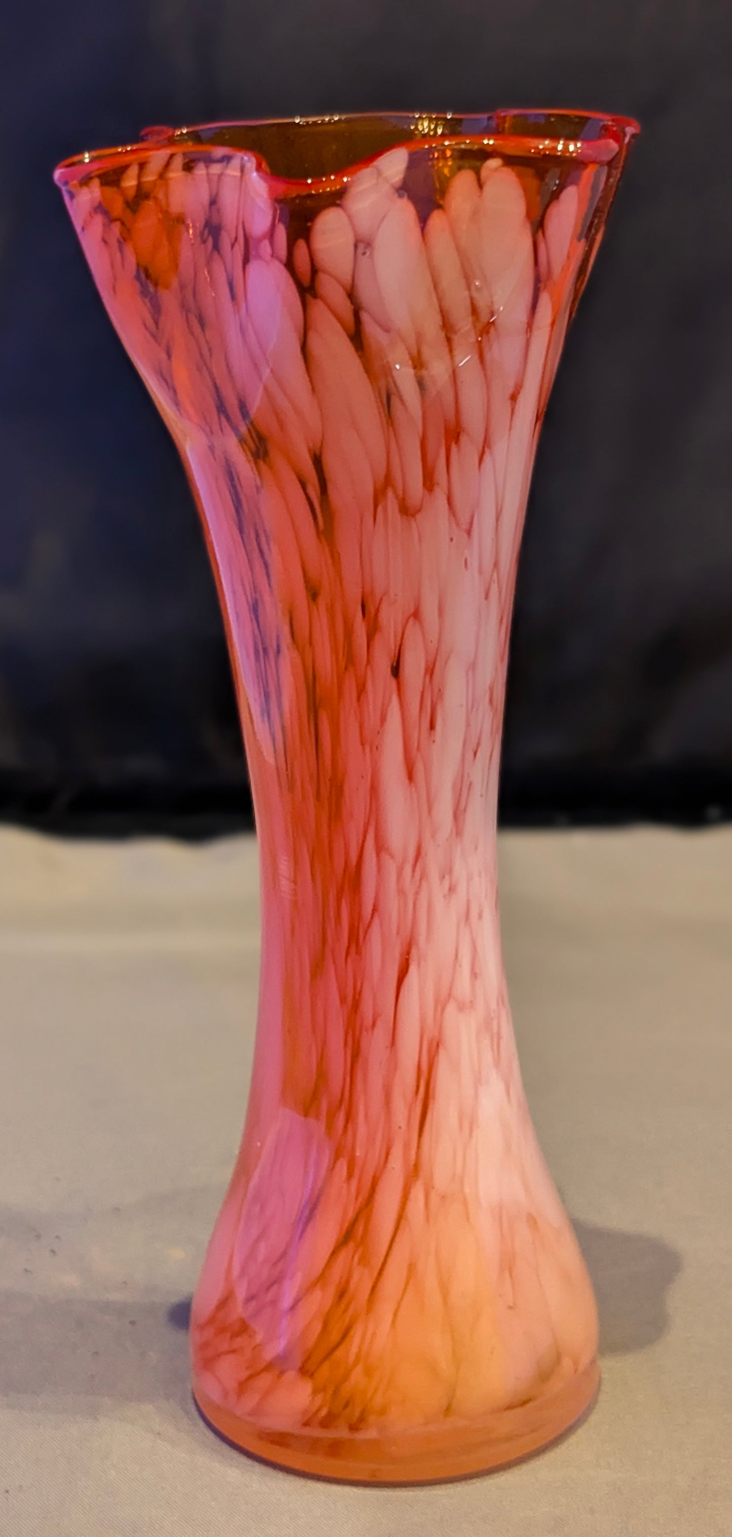 VTG 7" LEFTON JAPAN ART GLASS SPATTER VASE