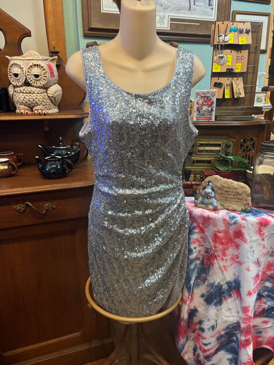 SILVER SEQUINED COCKTAIL DRESS