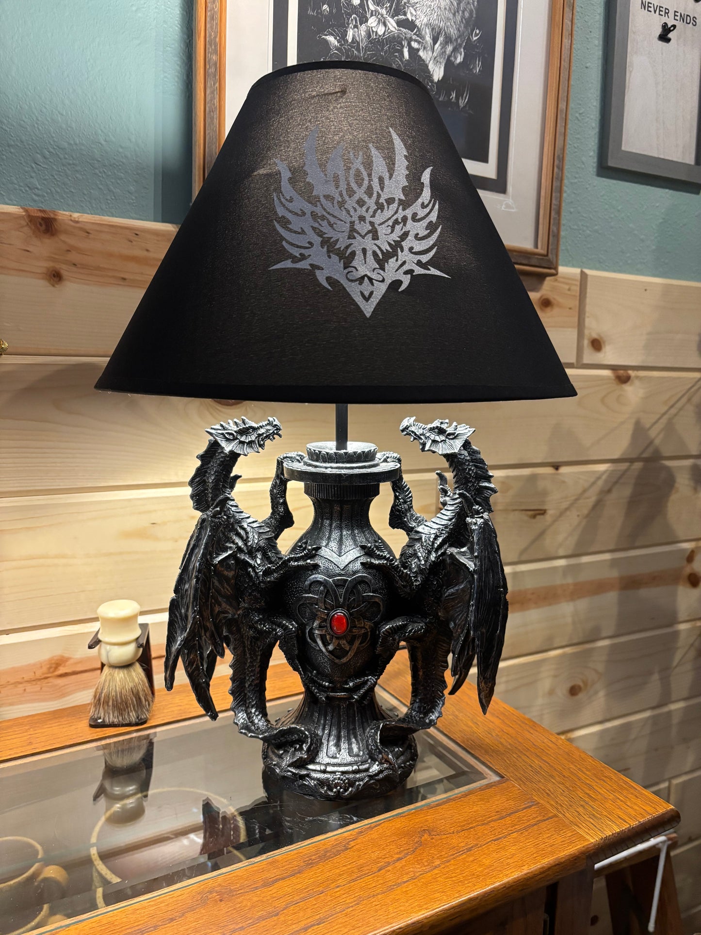 SET OF ZECKOS GOTHIC GUARDIANS DRAGON TABLE LAMPS